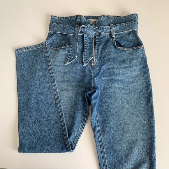 Reformation Yasmin Belted High Rise Straight Leg Inari Wash Blue Jeans Size 28 - Picture 9 of 12
